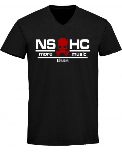 Herren V-Ausschnitt T-Shirt (NS HC, more than music)