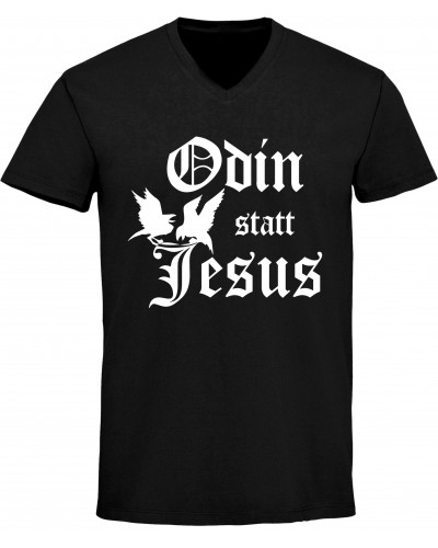 Herren V-Ausschnitt T-Shirt (Odin statt Jesus)