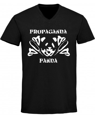 Herren V-Ausschnitt T-Shirt (Propaganda Panda)