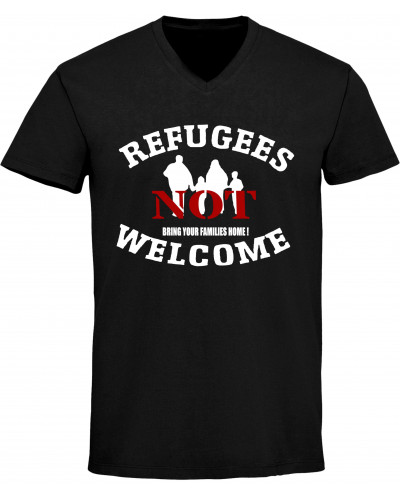 Herren V-Ausschnitt T-Shirt (Refugees not welcome)