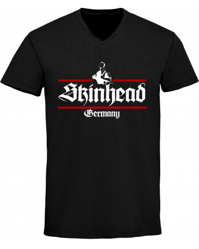 Herren V-Ausschnitt T-Shirt (Skinhead Germany)