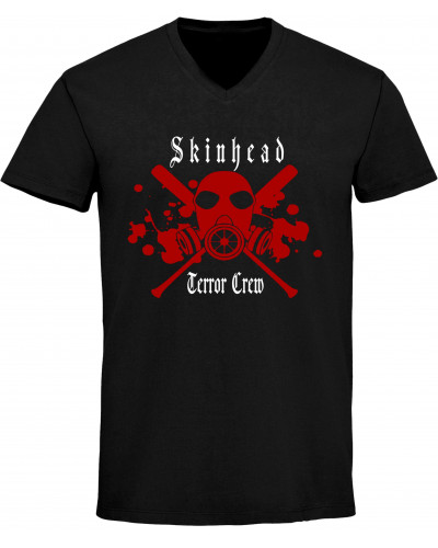 Herren V-Ausschnitt T-Shirt (Skinhead Terror Crew)