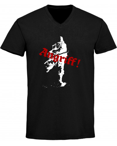 Herren V-Ausschnitt T-Shirt (Soldat, Angriff)