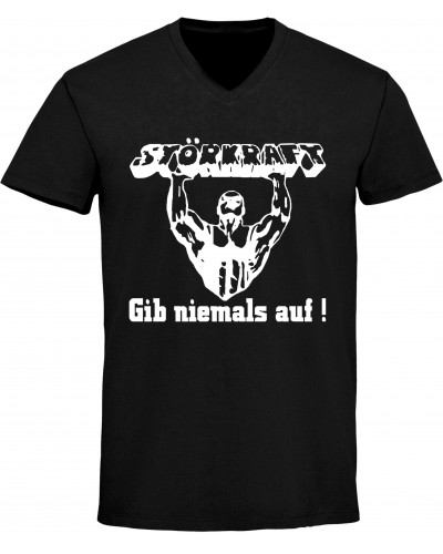 Herren V-Ausschnitt T-Shirt (Störkraft gib niemals auf)