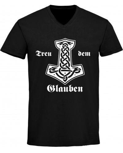 Herren V-Ausschnitt T-Shirt (Treu dem Glauben)