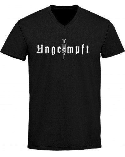 Herren V-Ausschnitt T-Shirt (Ungeimpft, Einfarbig)