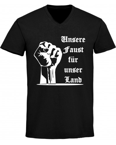 Herren V-Ausschnitt T-Shirt (Unsere Faust für unser Land)