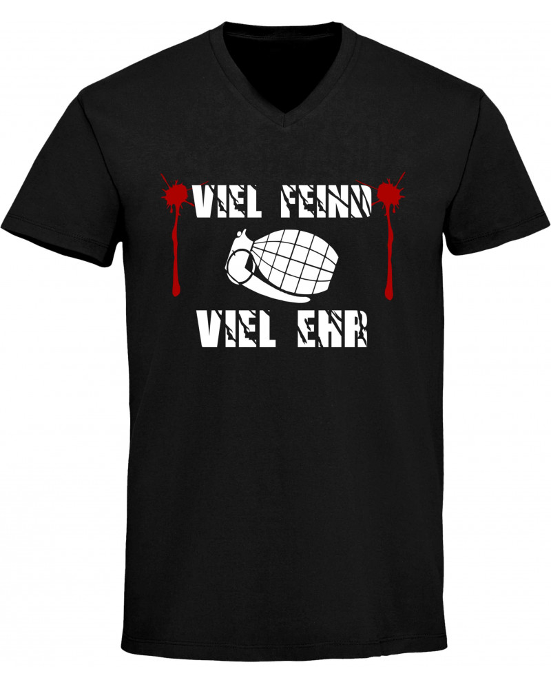 Herren V-Ausschnitt T-Shirt (Viel feind viel Ehr)