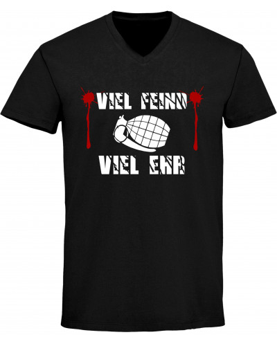 Herren V-Ausschnitt T-Shirt (Viel feind viel Ehr)