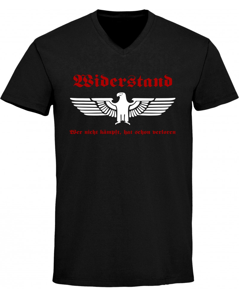 Herren V-Ausschnitt T-Shirt (Widerstand, wer nicht kämpft hat verloren)