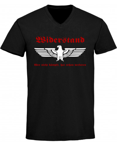 Herren V-Ausschnitt T-Shirt (Widerstand, wer nicht kämpft hat verloren)