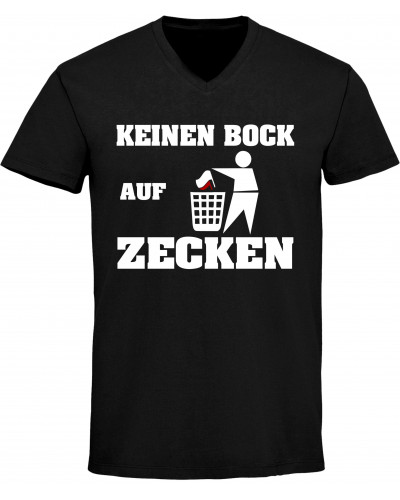 Herren V-Ausschnitt T-Shirt (Keinen Bock auf Zecken)