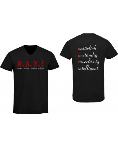 Herren V-Ausschnitt T-Shirt (Nazi, natürlich anständig)