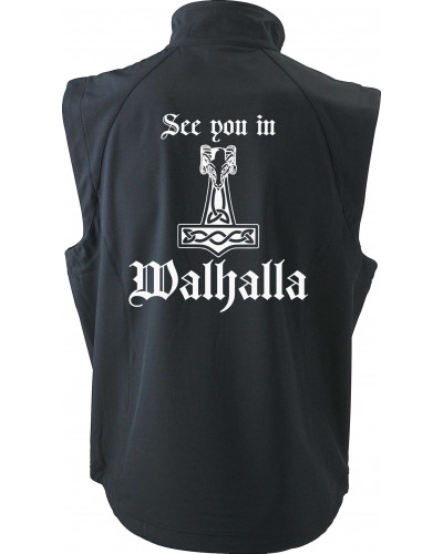 Bestickte Herren Weste (See you in Walhalla Thorhammer)