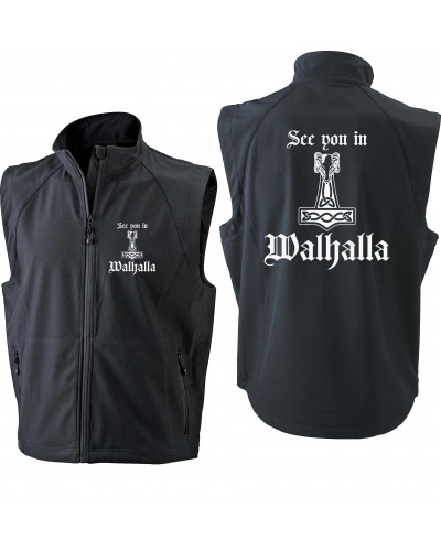 Bestickte Herren Weste (See you in Walhalla Thorhammer)
