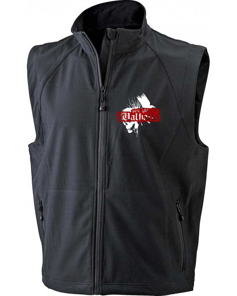 Bestickte Herren Weste (See you in Walhalla, Totenkopf)