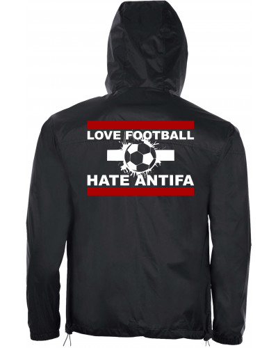 Bestickter Herren Windbreaker (Love Football hate Antifa)