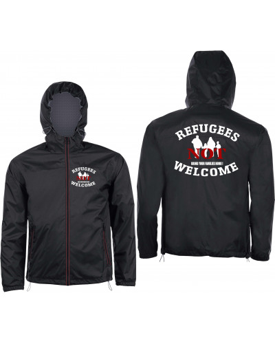Bestickter Herren Windbreaker (Refugees not welcome)