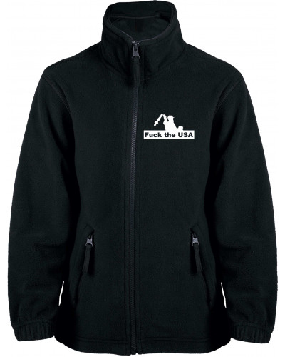 Bestickte Kinder Fleecejacke (Fuck the USA)
