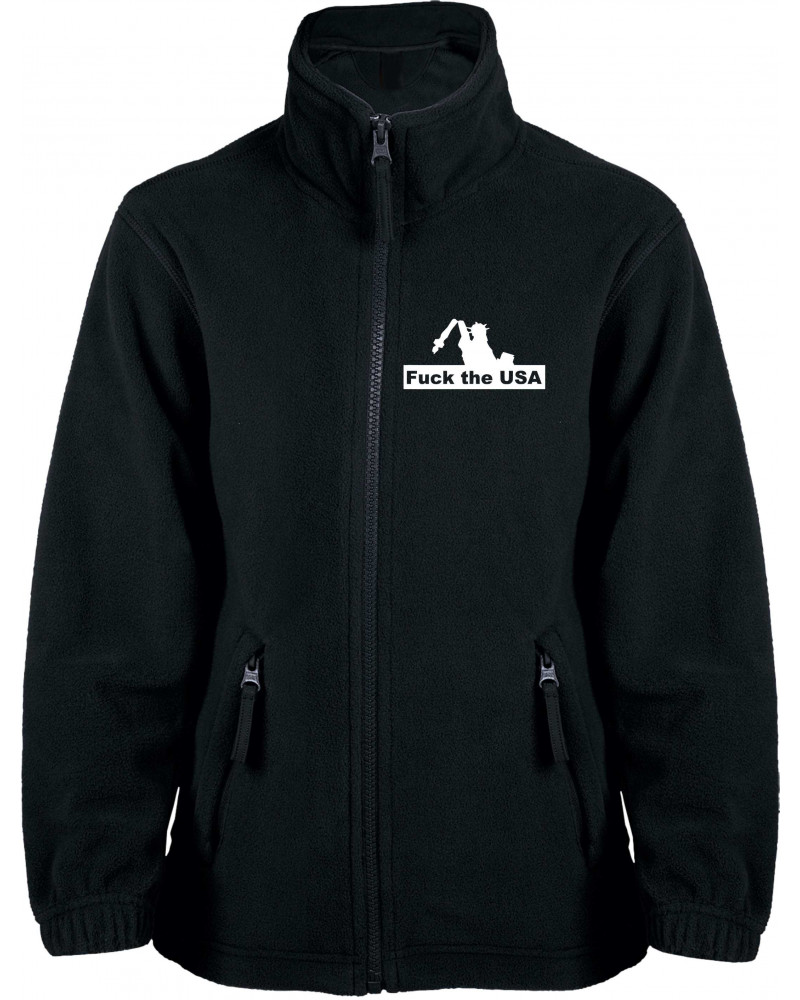 Bestickte Kinder Fleecejacke (Fuck the USA)