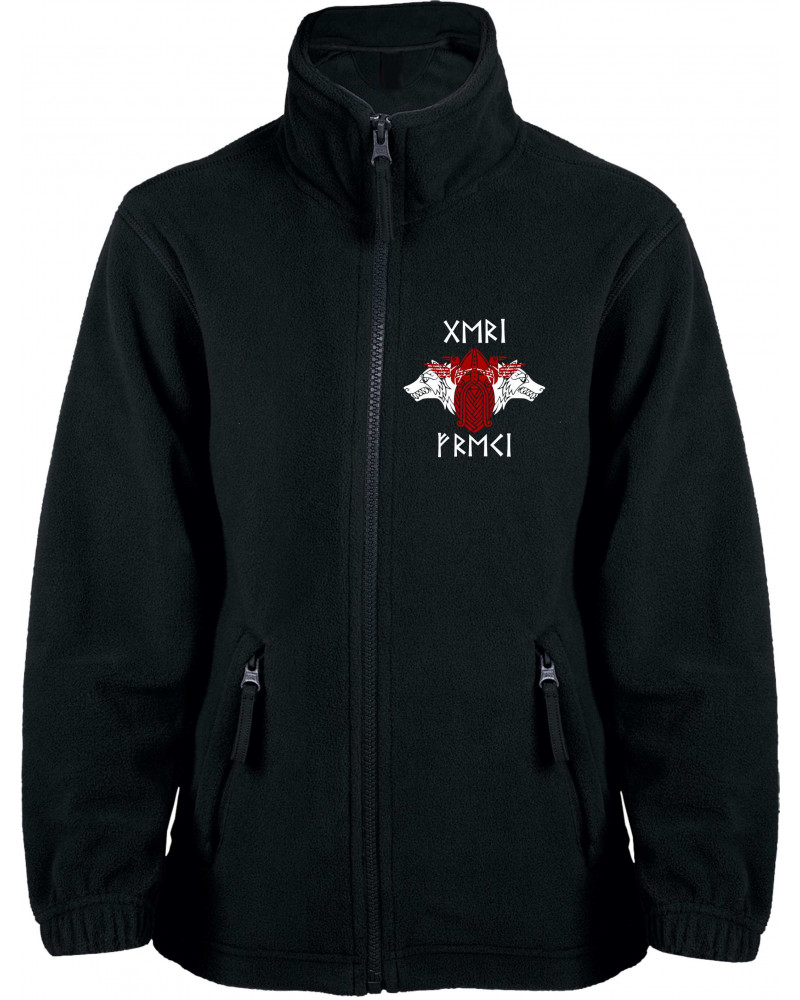 Bestickte Kinder Fleecejacke (Geri und Freki)