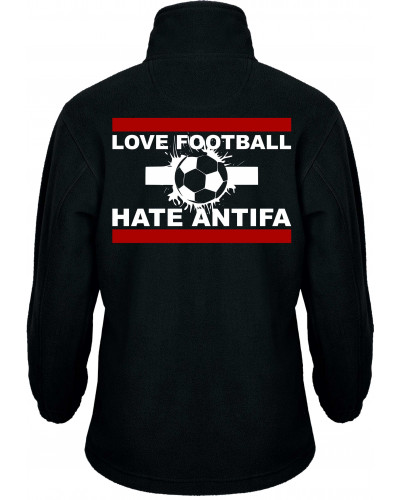 Bestickte Kinder Fleecejacke (Love Football hate Antifa)