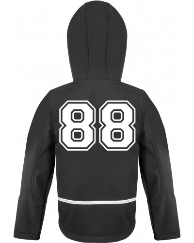 Bestickte Kinder Softshell Kapuzenjacke (100% White)
