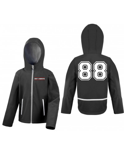 Bestickte Kinder Softshell Kapuzenjacke (100% White)
