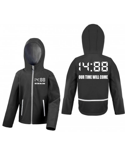 Bestickte Kinder Softshell Kapuzenjacke (1488 Our time will come)