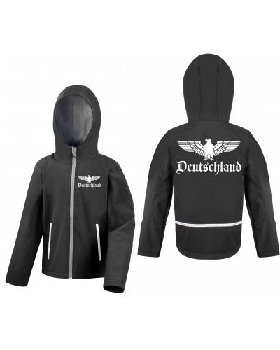 Bestickte Kinder Softshell Kapuzenjacke (Adler, Deutschland)