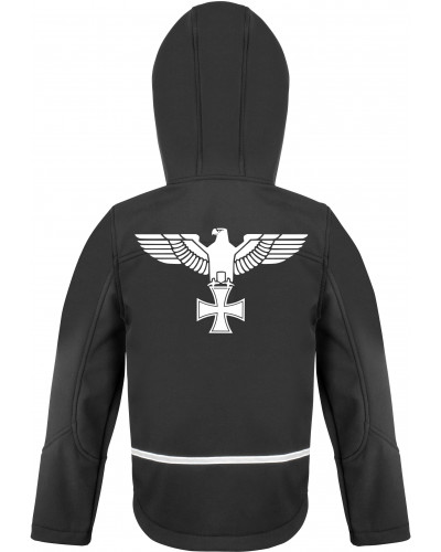 Bestickte Kinder Softshell Kapuzenjacke (Adler, Kreuz)