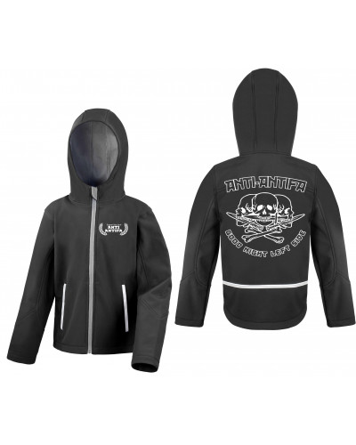 Bestickte Kinder Softshell Kapuzenjacke (Anti-Antifa)