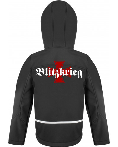 Bestickte Kinder Softshell Kapuzenjacke (Blitzkrieg)