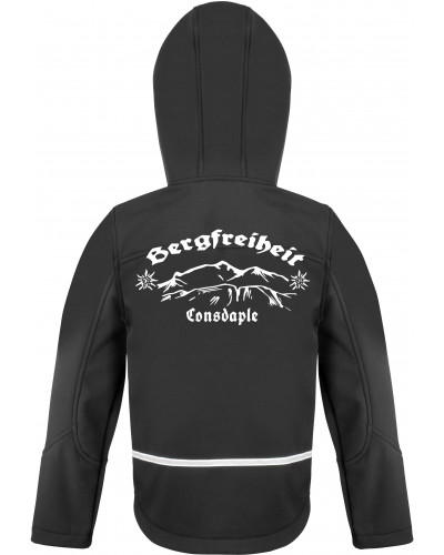 Bestickte Kinder Softshell Kapuzenjacke (Consdaple, Bergfreiheit)