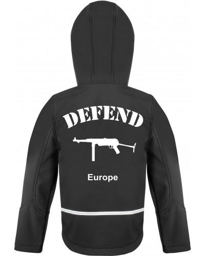 Bestickte Kinder Softshell Kapuzenjacke (Defend Europe)