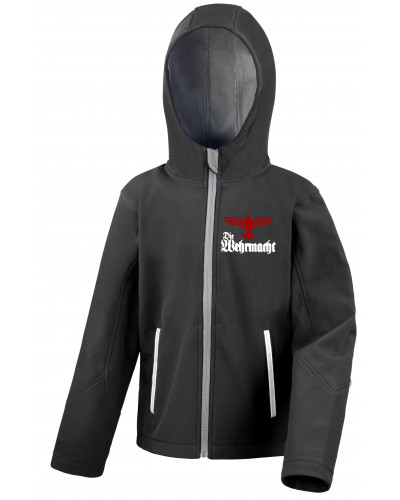 Bestickte Kinder Softshell Kapuzenjacke (Die Wehrmacht)