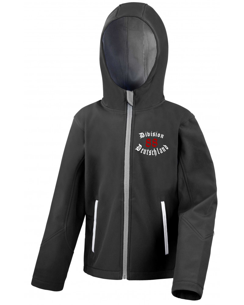 Bestickte Kinder Softshell Kapuzenjacke (Division 88 Deutschland)