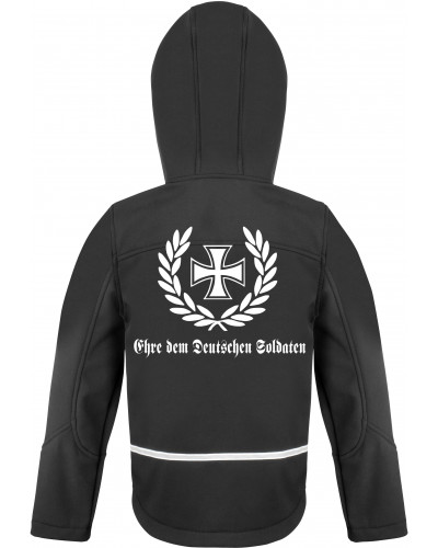 Bestickte Kinder Softshell Kapuzenjacke (Ehre dem Deutschen Soldaten)