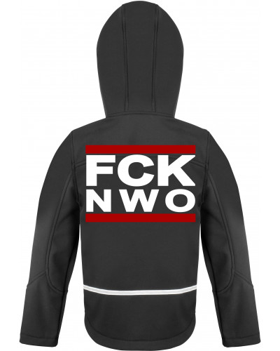 Bestickte Kinder Softshell Kapuzenjacke (FCK NWO)