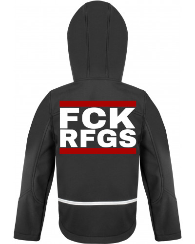 Bestickte Kinder Softshell Kapuzenjacke (FCK RFGS)