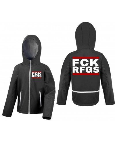 Bestickte Kinder Softshell Kapuzenjacke (FCK RFGS)
