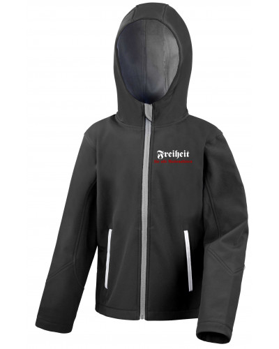 Bestickte Kinder Softshell Kapuzenjacke (Freiheit)