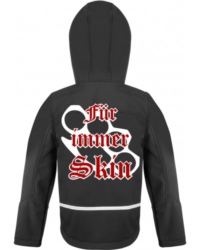 Bestickte Kinder Softshell Kapuzenjacke (Für immer Skin)