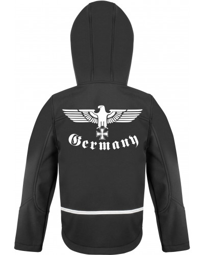 Bestickte Kinder Softshell Kapuzenjacke (Germany, Adler)