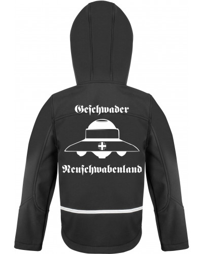 Bestickte Kinder Softshell Kapuzenjacke (Geschwader Neuschwabenland)