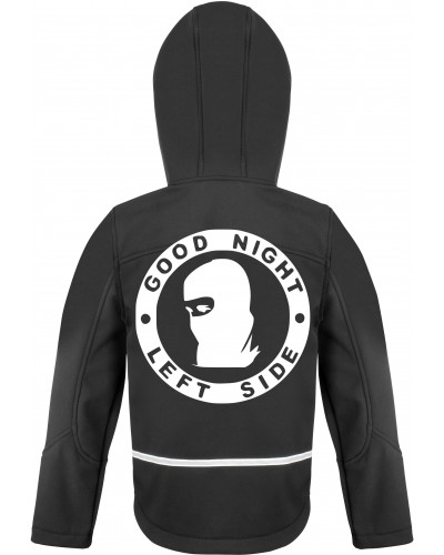 Bestickte Kinder Softshell Kapuzenjacke (Good night left side)