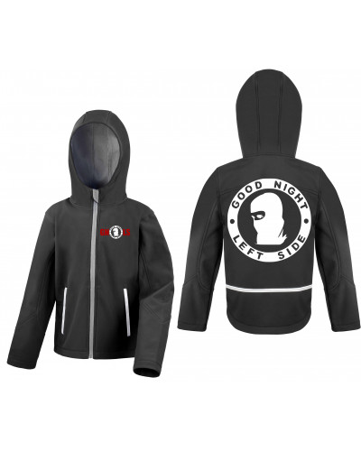 Bestickte Kinder Softshell Kapuzenjacke (Good night left side)