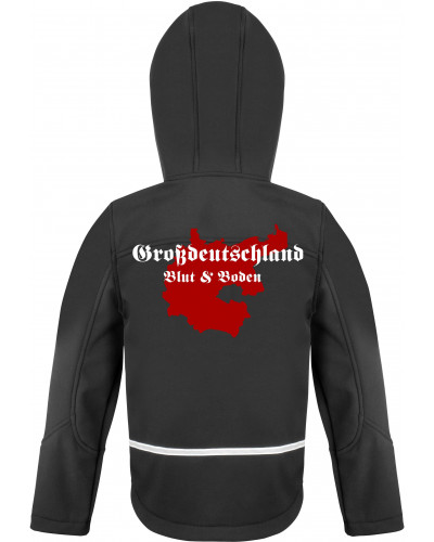 Bestickte Kinder Softshell Kapuzenjacke (Großdeutschland Blut&Boden)