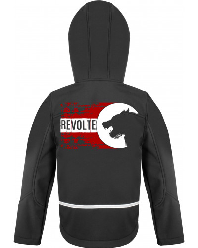 Bestickte Kinder Softshell Kapuzenjacke (H8-Front)