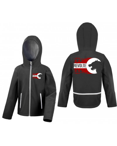 Bestickte Kinder Softshell Kapuzenjacke (H8-Front)